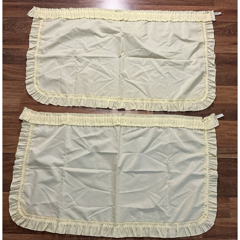 Pair Of SEARS Country Farmhouse Light Yellow Ruffled Cafe Curtain Panels 41 X 23